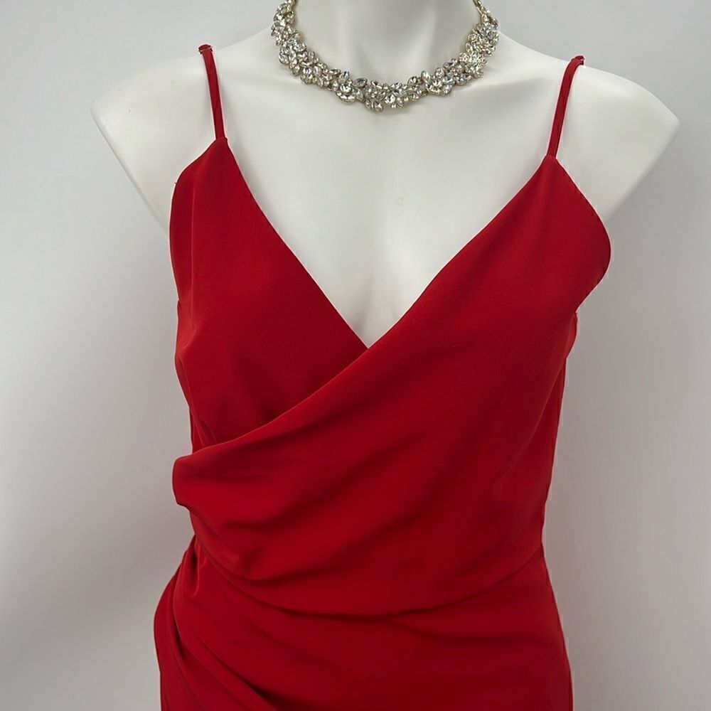 Gianni Bini red spaghetti strap side ruching dress 4